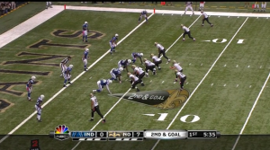 Still image from Colts-Saints game